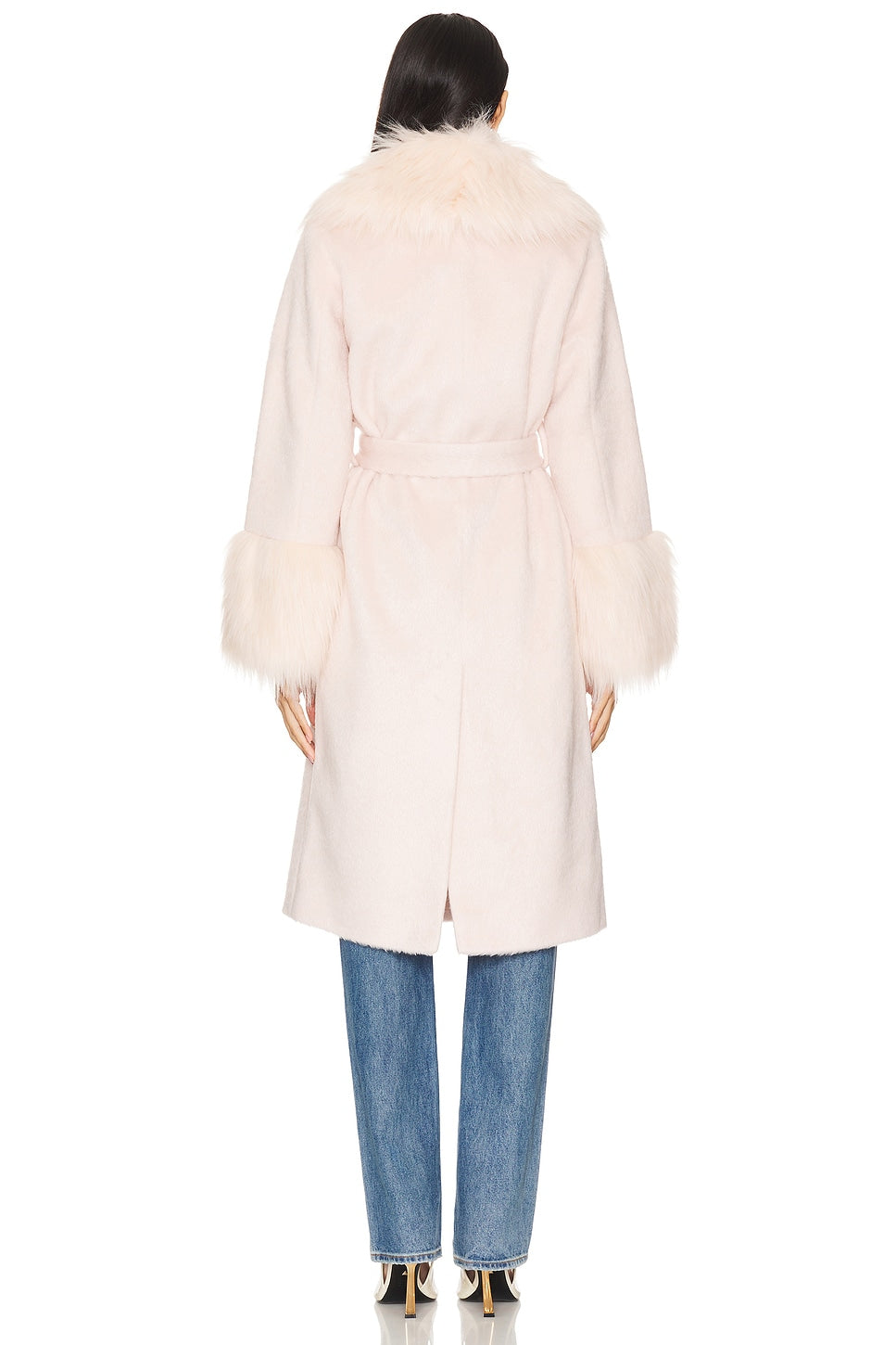 FAUX FUR PARIS COAT IN PEARL PINK