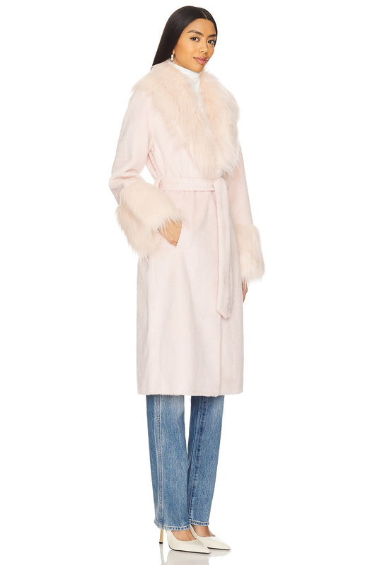 FAUX FUR PARIS COAT IN PEARL PINK